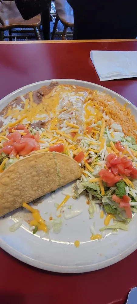 Taco Enchilada Tostada Rice and Beans